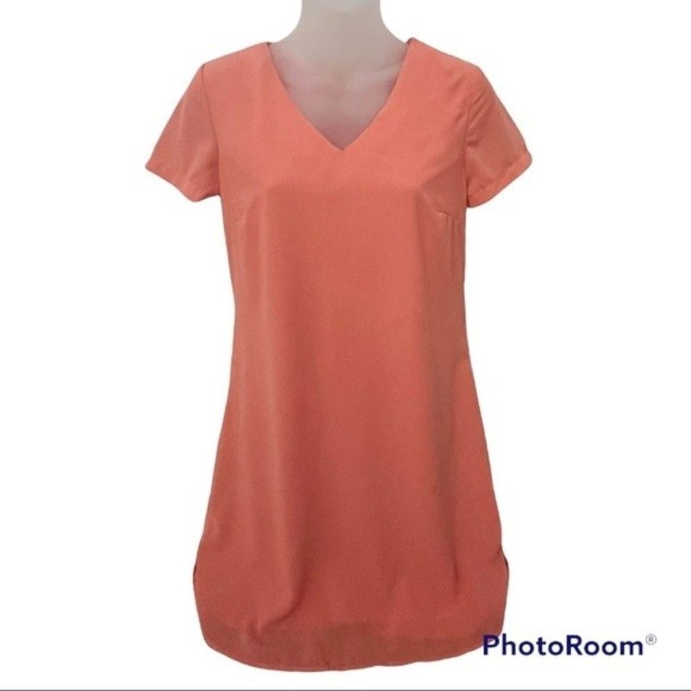 Japna Women's Coral Short Sleeved Shift Dress Size Small